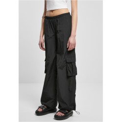 Ladies Wide Crinkle Nylon Cargo Pants