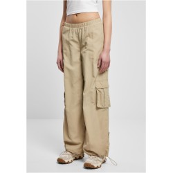 Ladies Wide Crinkle Nylon Cargo Pants