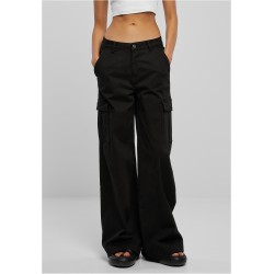 Ladies High Waist Wide Leg Twill Cargo Pants