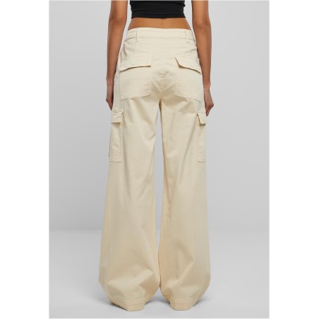 Ladies High Waist Wide Leg Twill Cargo Pants