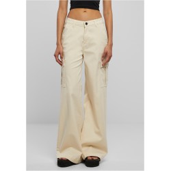 Ladies High Waist Wide Leg Twill Cargo Pants