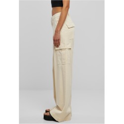 Ladies High Waist Wide Leg Twill Cargo Pants