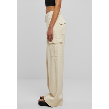 Ladies High Waist Wide Leg Twill Cargo Pants