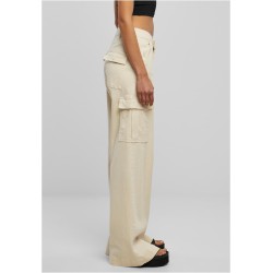 Ladies High Waist Wide Leg Twill Cargo Pants