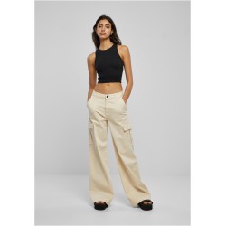 Ladies High Waist Wide Leg Twill Cargo Pants