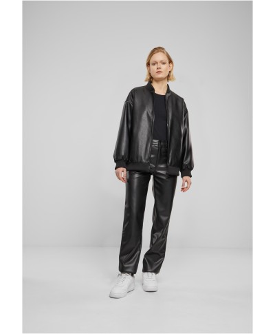 Ladies Synthetic Leather Bomber Jacket