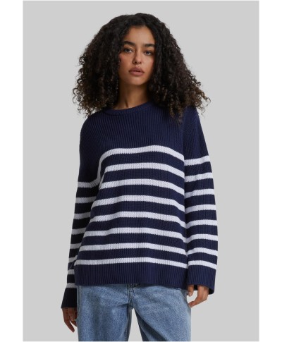 Ladies Rib Striped Sweater