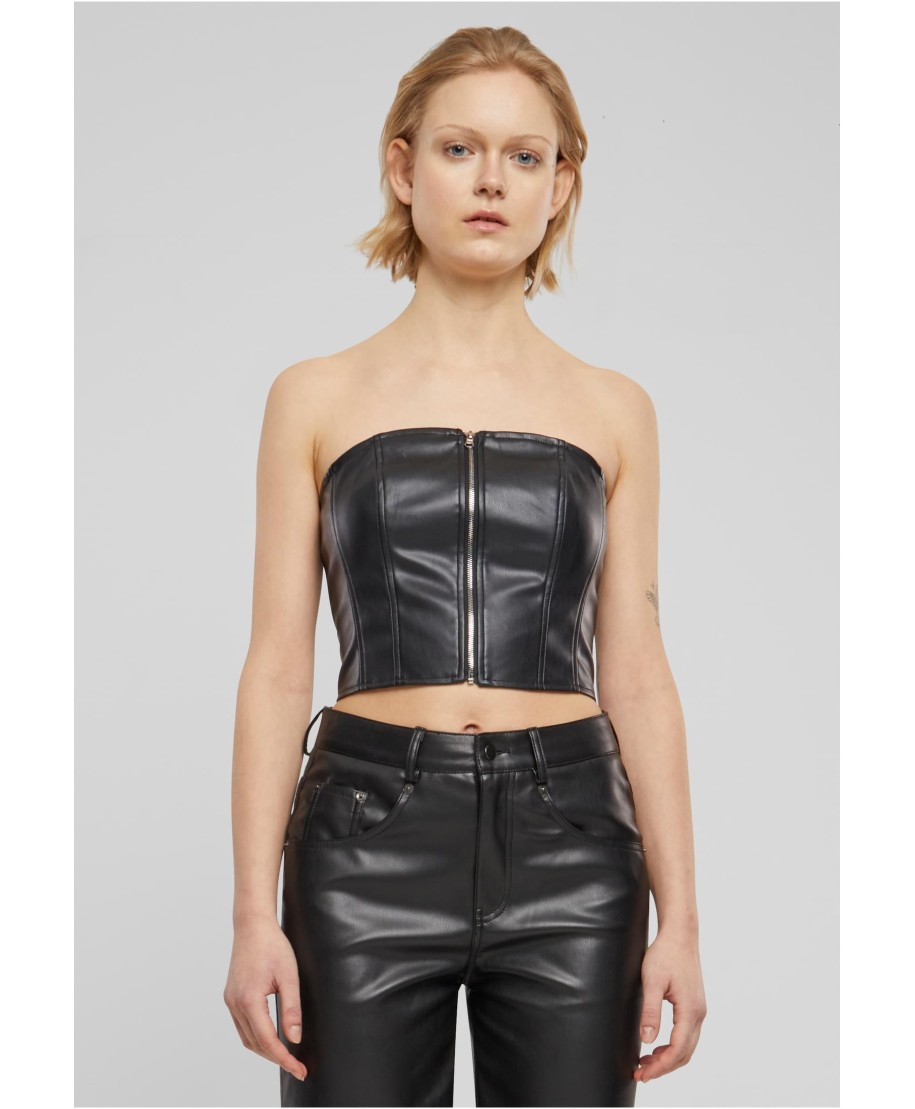 Ladies Synthetic Leather Bandeau Top