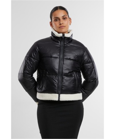 Ladies Recycled Shiny Puffer Sherpa Jacket