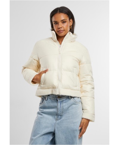 Ladies Recycled Shiny Puffer Sherpa Jacket